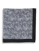 Black Brown 1826 Wool Heathered Pocket Square with Border - Grey