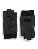 John Varvatos Star Usa Deerskin Knit Fingerless Driving Gloves - Black - Large