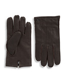 Calvin Klein 8.75 Inch Three Point Leather Gloves - Brown - Medium