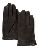Calvin Klein Tabbed Leather Glove - Brown - Large