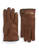 Black Brown 1826 Side Snap Leather Gloves - Saddle - Medium