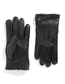 Black Brown 1826 Side Snap Leather Gloves - Black - Medium