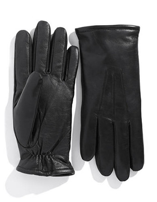 Black Brown 1826 Leather Tech Gloves - Black - Large