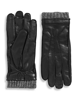 Black Brown 1826 11 Inch Knit Cuff Leather Gloves - Grey - X-Large