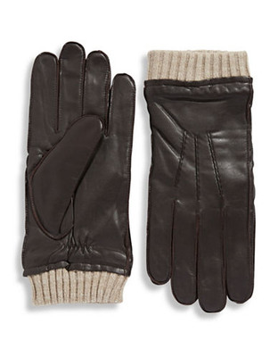 Black Brown 1826 11 Inch Knit Cuff Leather Gloves - Brown - X-Large