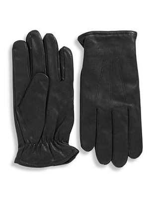 Black Brown 1826 10 Inch Cashmere Lined Leather Gloves - Black - Medium