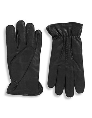 Black Brown 1826 9.5 Inch Faux Fur Lined Leather Gloves - Black - Large
