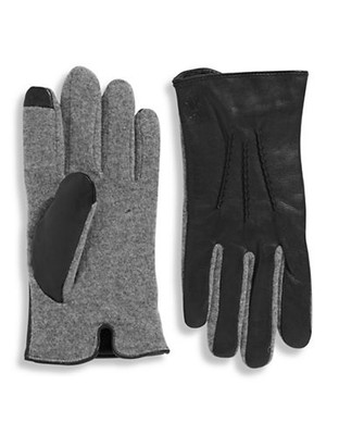 Polo Ralph Lauren 9 and a half Inch Mixed Media Touch Gloves - Black/Charcoal - X-Large