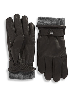 London Fog 10 Inch Wool and Leather Strap Gloves - Oxford - Large