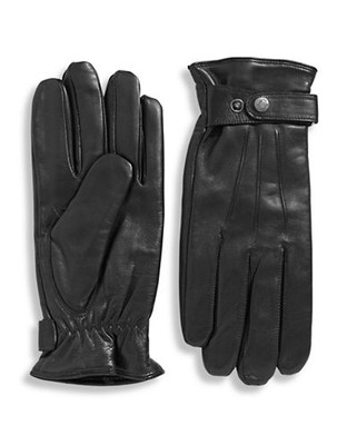Black Brown 1826 10.5 Inch Buckled Leather Gloves - Black - Medium