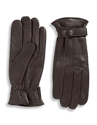 Black Brown 1826 10.5 Inch Buckled Leather Gloves - Brown - Medium