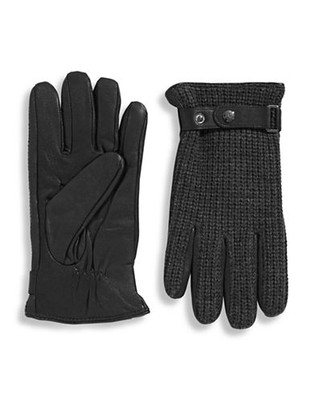 Black Brown 1826 9.5 Inch Mixed Media Gloves - Black - Large