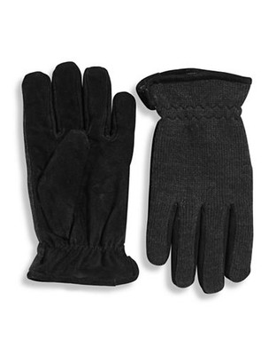 Dockers Knit Gloves with Suede Palms - Black - Large