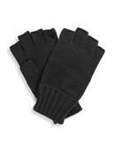 Black Brown 1826 Ribbed Fingerless Gloves - Black