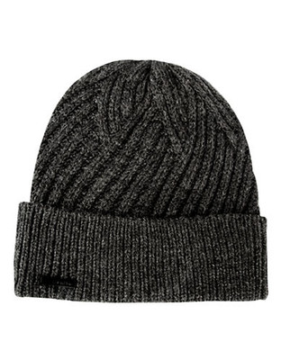 Calvin Klein Geometric Ribbed Knit Hat - Grey