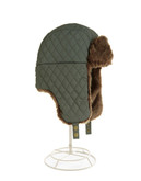 London Fog Quilted Aviator Cap - Green - Large/X-Large