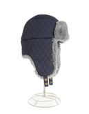 London Fog Quilted Aviator Cap - Blue - Large/X-Large