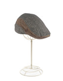 London Fog Diagonal Tweed Ivy Cap With Suede Trim - Brown - Medium