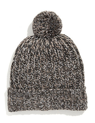Black Brown 1826 Chunky Knit Tweed Pom Pom Hat - Natural