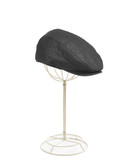 Black Brown 1826 Flat Cap with Ear Cuff - Charcoal - Small