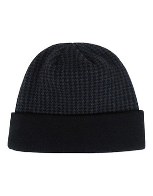 Black Brown 1826 Houndstooth Cuffed Tuque - Grey