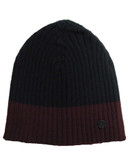Brydon Color Blocked Ribbed Tuque - Navy/Wine