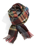 London Fog Wool Cashmere Country Plaid Scarf - Green
