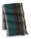 London Fog Striped Wool Scarf - Green