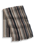 London Fog Striped Wool Scarf - Beige