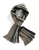 Black Brown 1826 Bold Striped Scarf - Taupe