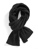 Black Brown 1826 Cable Knit Scarf - Black