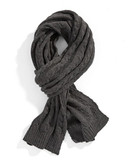 Black Brown 1826 Cable Knit Scarf - Grey