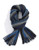 Black Brown 1826 Tonal Striped Knit Scarf with Fringe - Blue