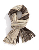 Black Brown 1826 Chunky Knit Ombre Scarf with Fringe - Beige