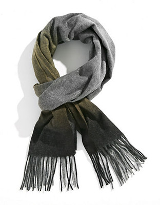 Black Brown 1826 Ombre Scarf with Fringe - Green
