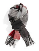 Black Brown 1826 Checkered Blanket Scarf - Red