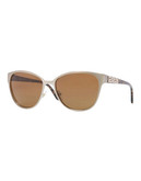 Versace Metal Front Sunglasses with Crystal Meander Accent - Gold