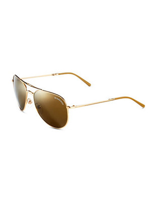 Burberry Folding Metal Aviator Sunglasses - Gold Mirrored