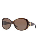 Versace Logo Hinge Butterfly Sunglasses - Black