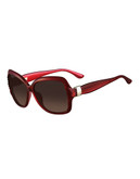 Ferragamo SF649S Oversize Square Sunglasses - Pearl Red