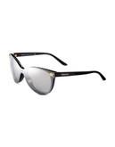 Versace Plastic Curved Havana Sunglasses - Black