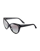 Versace Plastic Cat Eye Sunglasses with Cutout Accents - Black