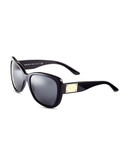 Versace Plastic Square Sunglasses with Logo Plaque - Shiny Black