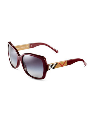Burberry Square Signature Plaid Sunglasses - Bordeaux