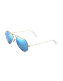 Ray-Ban Original Classic Aviator - Matte Gold with Mirrored Blue Lenses (Polarized) - Small
