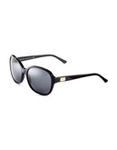 Versace Plastic Square Sunglasses with Small Logo Plaque - Black