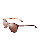 Versace Plastic Cat Eye Sunglasses with Thin Arms - Amber Havana