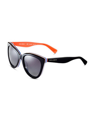 Dolce & Gabbana Plastic Round Sunglasses with Multi Coloured Trim - Black/Red (Polarized)
