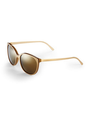 Burberry Round Metal Arm Sunglasses - Gold Mirrored