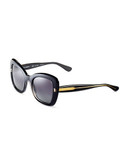 Dolce & Gabbana Plastic Square Sunglasses with Thick Frames - Top Crystal on Black (Polarized)